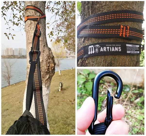 Tree Straps and Carabiner for Camping Hammock with Mosquito Net