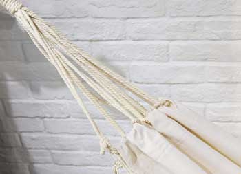 Macrame Hammock Cords and Cotton/Polyester Weatherproof Fabric is Durable and Easy to Clean