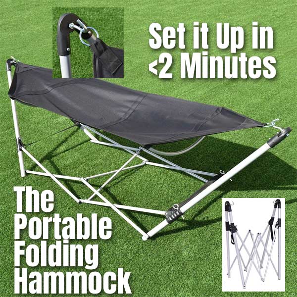 Giantex Portable Folding Hammock Sets Up In Under 2 Minutes, Great for Camping, Beach, Pool, Travel, Soccer Games, More