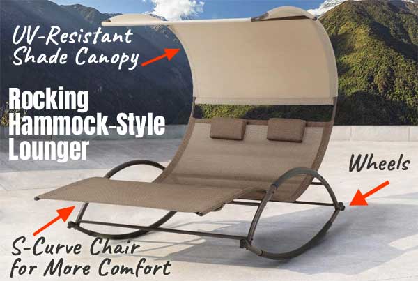 2-Person Rocking Hammock Lounger with Sun Shade